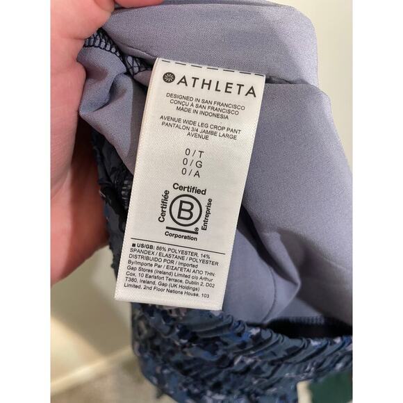 Athleta Avenue Printed Wide Leg Cropped Pants Size 0 Tall - Picture 11 of 12